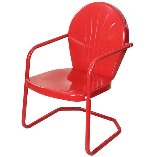 Red Outdoor Retro Metal Tulip Armchair
